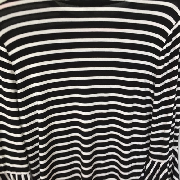 Maette Black & White Striped Bell Sleeve Top - Picture 5 of 15